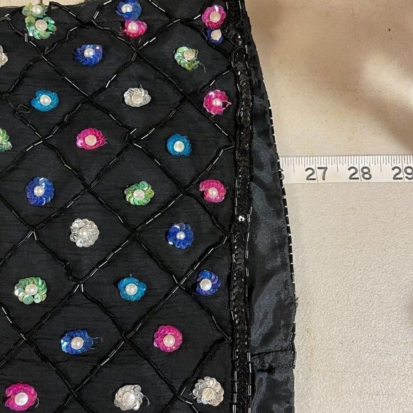 Vintage Sweelo Sequined Party Cocktail Black Pink Top Small - Picture 13 of 14